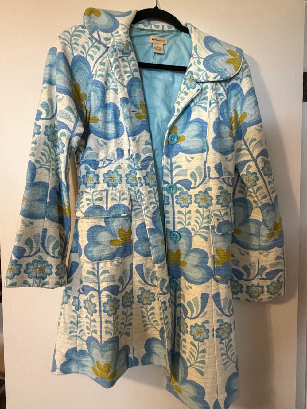 elevenses by Anthropologie Light Blue and Cream Women’s Trench Coat